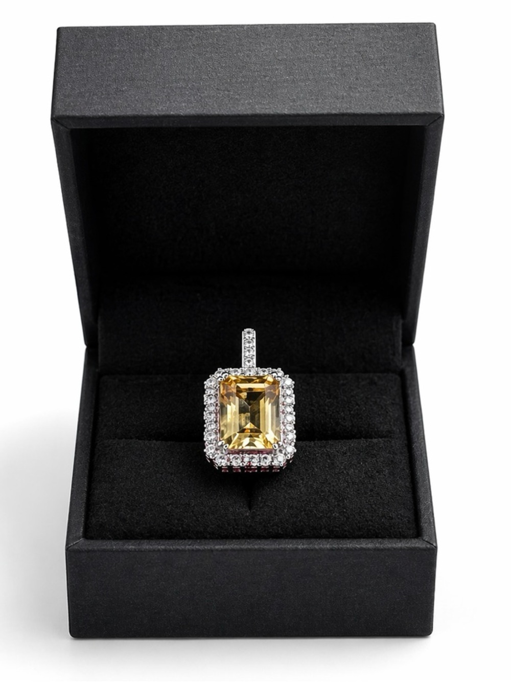 Macy’s 4 Ct. Citrine/Garnet Halo Necklace, w/ matching 2 Ct. Earrings